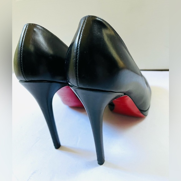 Stunning stiletto shoes shiny Black Real Leather heels pump with Platform Eur 40 - Picture 12 of 16